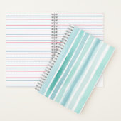 Carnet Motif de rayure verticale aqua aquarelle côtier (À l'intérieur)