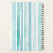 Carnet Motif de rayure verticale aqua aquarelle côtier (Verso)
