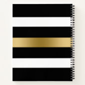 Carnet Motif de rayures noir, blanc et or (Dos)