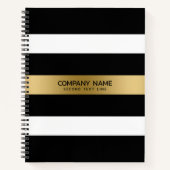 Carnet Motif de rayures noir, blanc et or (Devant)