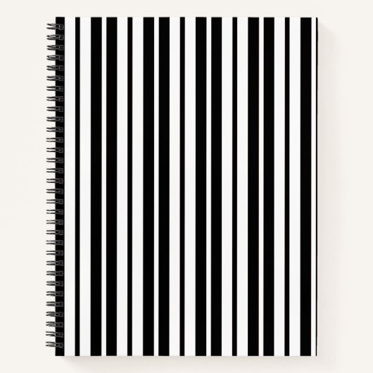 Carnet Motif de rayures verticales noires et blanches (Devant)
