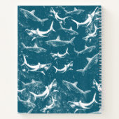 Carnet Motif de requins bleus détendu Nom personnalisé (Dos)