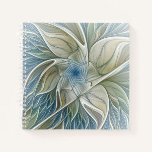 Carnet Motif de rêve floral Abstrait Bleu Kaki Fractal