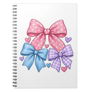 Carnet Motif de ruban à nœud mignon - Nœud rose bleu et v