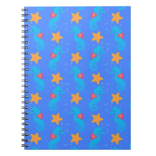 Carnet Motif De Seahores Bleues Et De Starfish (Devant)