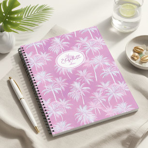 Carnet Motif de silhouette de palmier hawaïen prune ID109