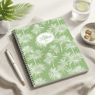 Carnet Motif de silhouette de palmier hawaïen vert ID1093