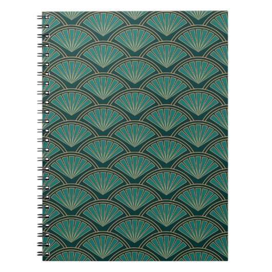 Carnet Motif de style Art déco en vert turquoise (Devant)