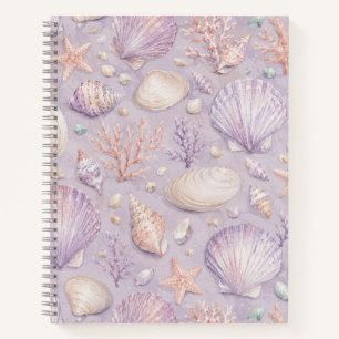 Carnet Motif de style côtier à l'aquarelle avec coquillag