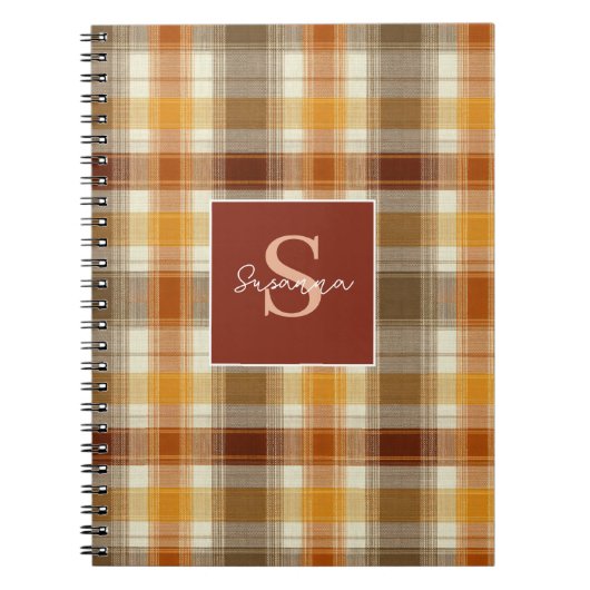 Carnet Motif de style gingham avec monogramme personnalis (Devant)
