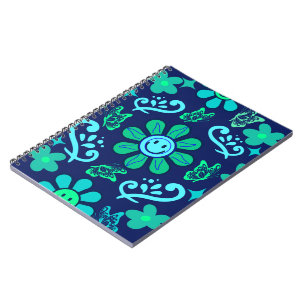 Carnet Motif de symbole floral et solaire de style rétro