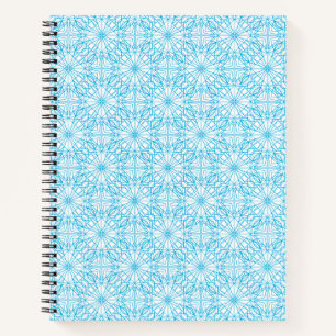 Carnet Motif de symétrie géométrique bleu blanc lumineux