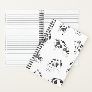 Carnet Motif de taches de vache en noir et blanc dessiné