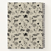 Carnet Motif de tatouage à main noir et beige (Dos)