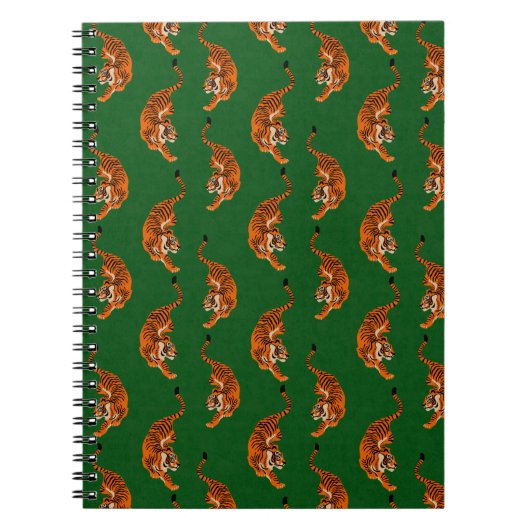 Carnet Motif de tigre avec fond vert (Devant)