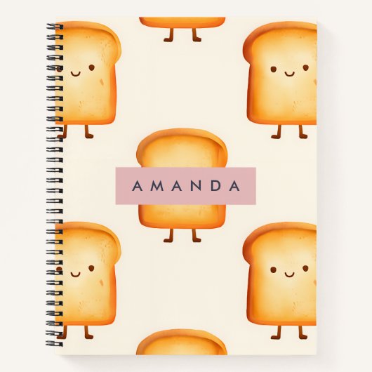 Carnet Motif de toast Pastel Cute souriant personnalisé (Devant)