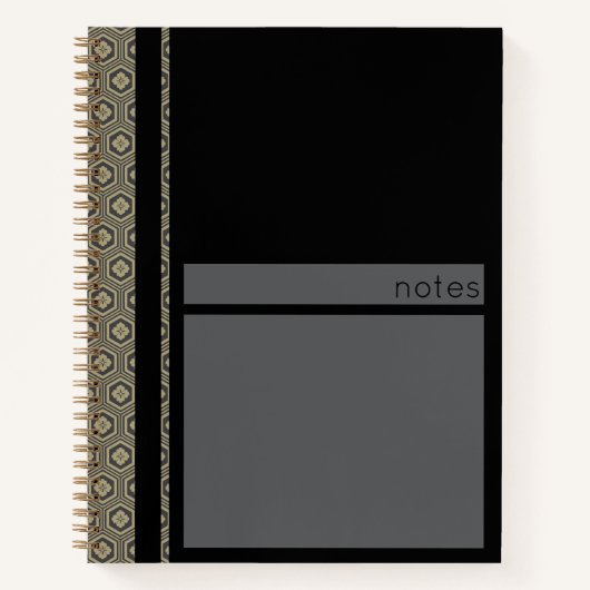 Carnet Motif de Tortue Japonais Noir et Or (Devant)
