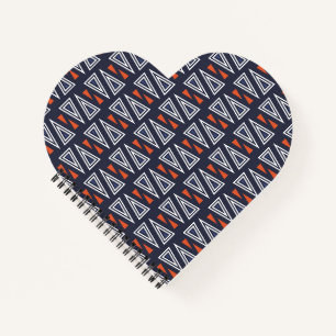 Carnet Motif de triangles géométriques bleu foncé et roug
