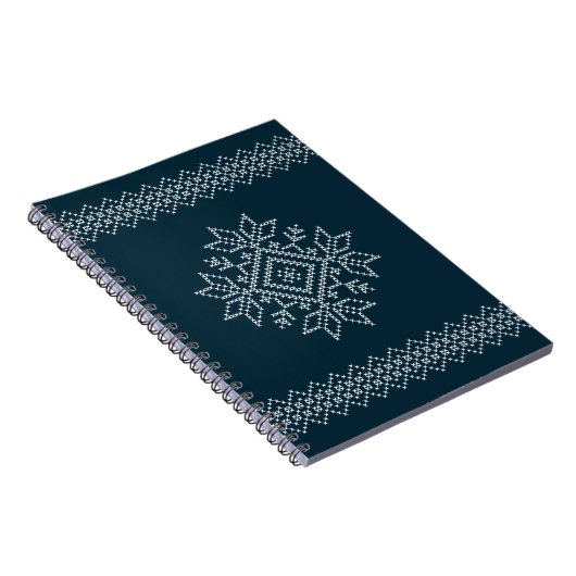 Carnet Motif de tricot de Noël bleu Snowflake (Côté Droit)