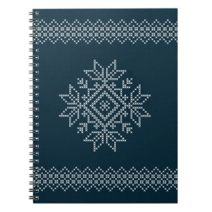 Carnet Motif de tricot de Noël bleu Snowflake