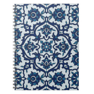 Carnet Motif de tuiles florales Azulejos bleu-portugais