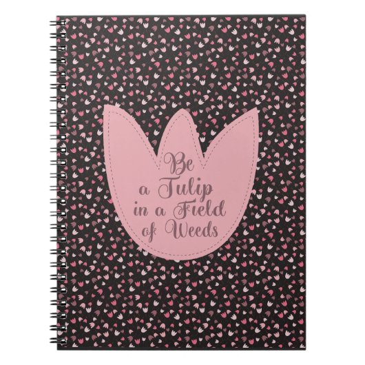 Carnet Motif de tulipe rose simple doux - Toutes directio (Devant)