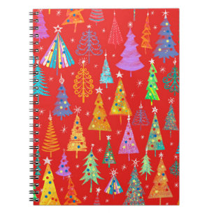 Carnet Motif de vacances, décoration de Noël. Forêt sur u