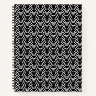 Carnet Motif de vague Seigaiha japonais classique monochr