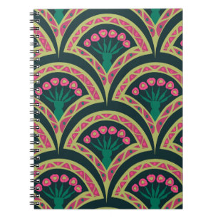 Carnet Motif de ventilateur floral rose et vert