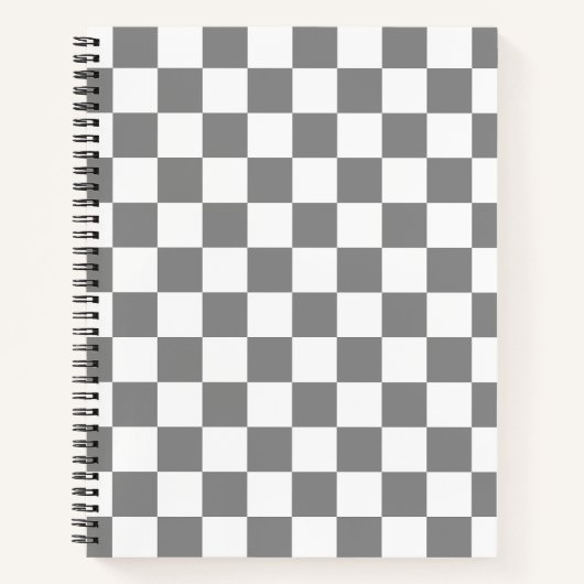 Carnet Motif de vérification À damiers blanc gris cendré (Devant)