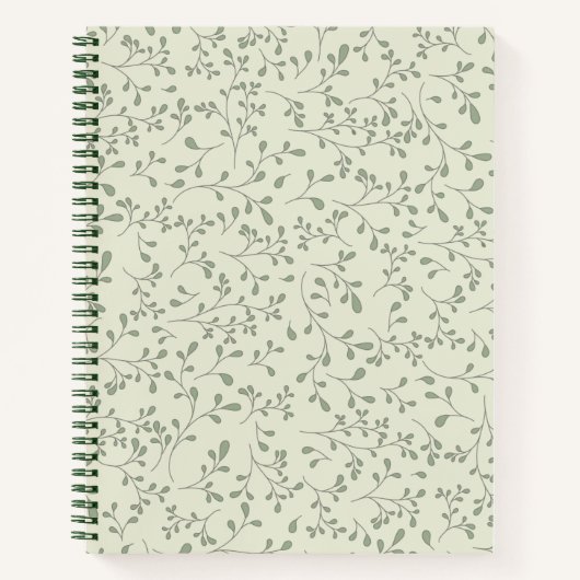 Carnet Motif de vigne botanique vert olive clair (Devant)