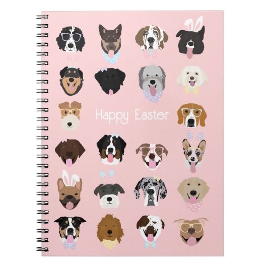 Carnet Motif de visage de chien Joyeuses Pâques (Devant)