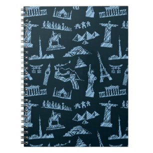 Carnet Motif de voyage dans le motif de bleus