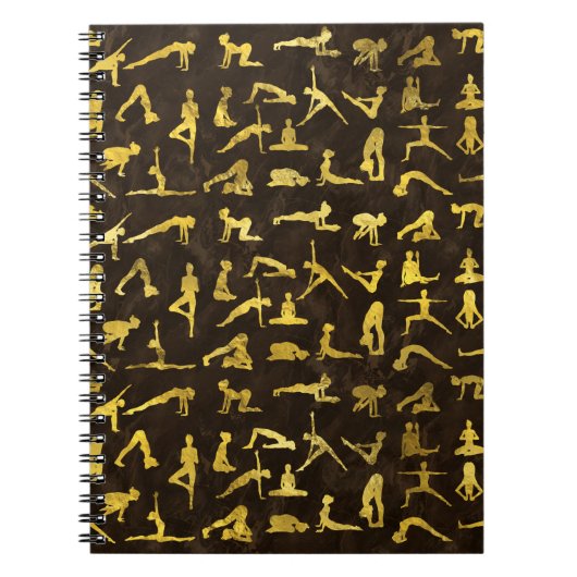 Carnet Motif de yoga Asanas/poses d'or (Devant)