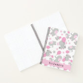 Carnet Motif D'Eléphants, Eléphants Mignons, Votre Nom (Intérieur)