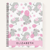 Carnet Motif D'Eléphants, Eléphants Mignons, Votre Nom (Devant)