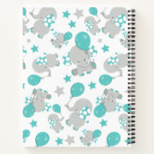 Carnet Motif D'Eléphants, Eléphants Mignons, Votre Nom (Dos)