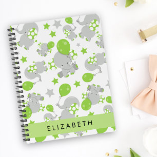 Carnet Motif D'Eléphants, Eléphants Mignons, Votre Nom
