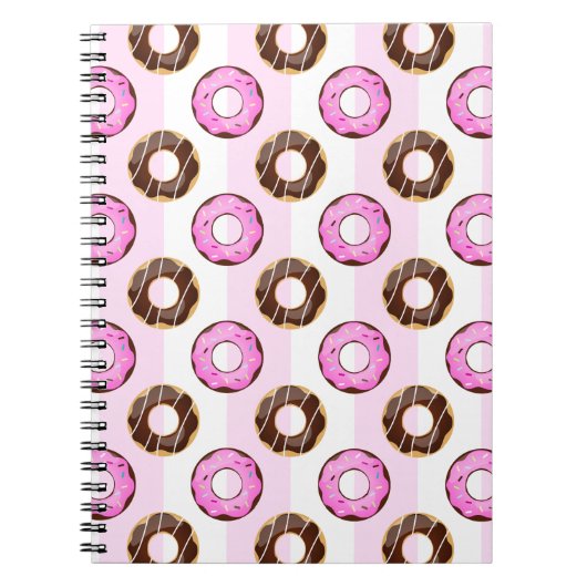 Carnet Motif délicieux Donuts Rose Stripes (Devant)