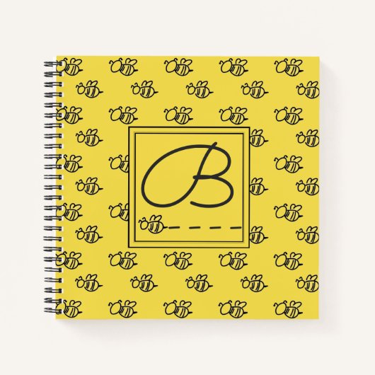 Carnet Motif des abeilles d'été jaune (Devant)