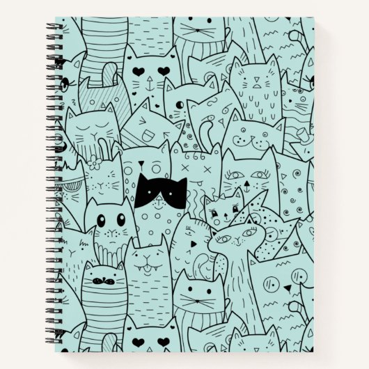 Carnet Motif des Doodles de chats Kawaii (Devant)
