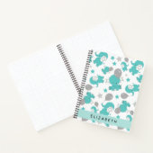 Carnet Motif Des Eléphants Bleus, Étoiles, Votre Nom (Intérieur)