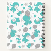 Carnet Motif Des Eléphants Bleus, Étoiles, Votre Nom (Dos)