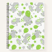 Carnet Motif Des Eléphants, Eléphants Mignons - Grey Vert (Devant)