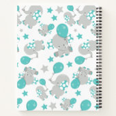 Carnet Motif Des Eléphants, Eléphants Mignons - Gris Bleu (Dos)