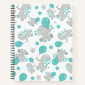 Carnet Motif Des Eléphants, Eléphants Mignons - Gris Bleu (Devant)