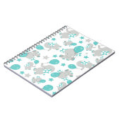 Carnet Motif Des Eléphants, Eléphants Mignons - Gris Bleu (Côté gauche)