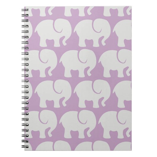 Carnet Motif Des Eléphants, Motif Des Éléphants, Violet (Devant)