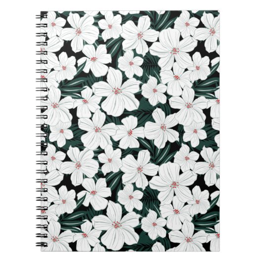 Carnet Motif des fleurs tropicales blanches (Devant)