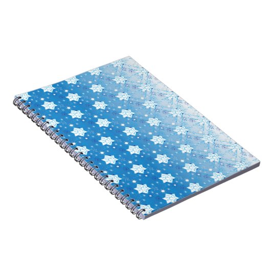 Carnet Motif des flocons de neige bleu et blanc d'hiver (Côté Droit)